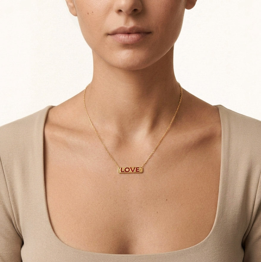 Faith Love Hope Enamel Bar Necklace