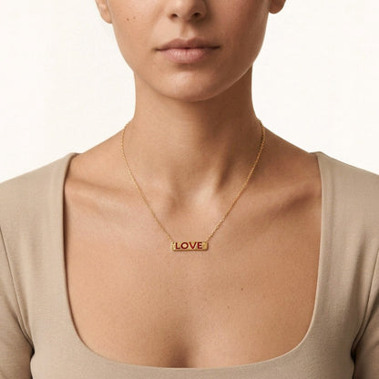 Faith Love Hope Enamel Bar Necklace