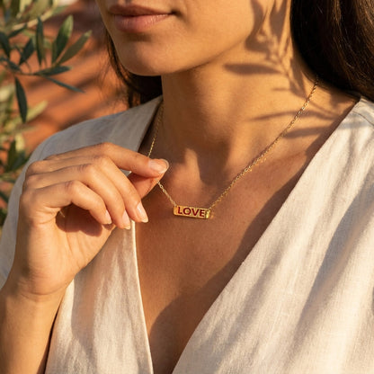 Faith Love Hope Enamel Bar Necklace