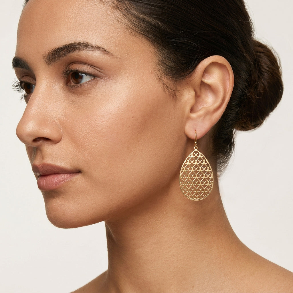 Textured Teardrop Drop Earrings