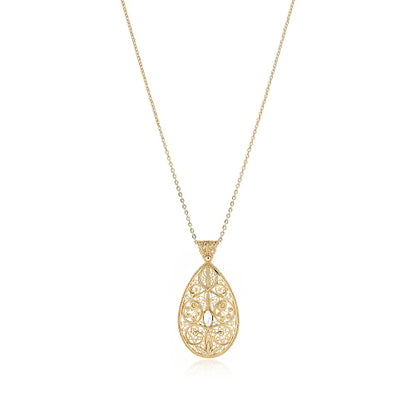 18K Gold Plated 10 x 5mm Gemstone Filigree Pendant