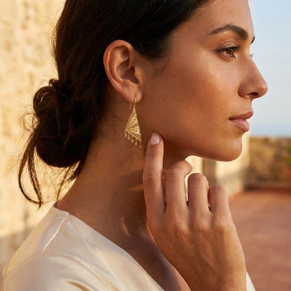 Geometric Filigree Drop Earrings Long