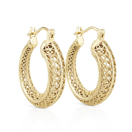 Graduated Filigree Hoop Earrings