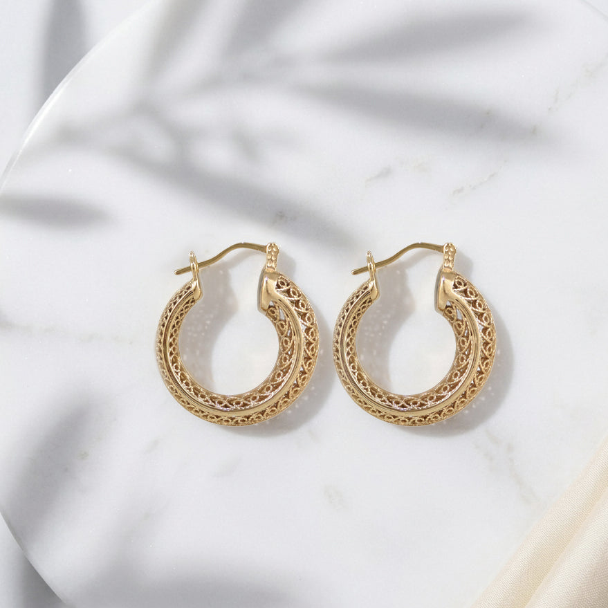 Graduated Filigree Hoop Earrings