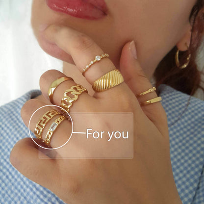 Gold Ring Cuban Link with Cubic Zircon - 10k,14k,18k - TurkishBling