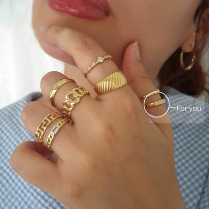 Engravable Minimalist Gold Ring - 10k,14k,18k - TurkishBling