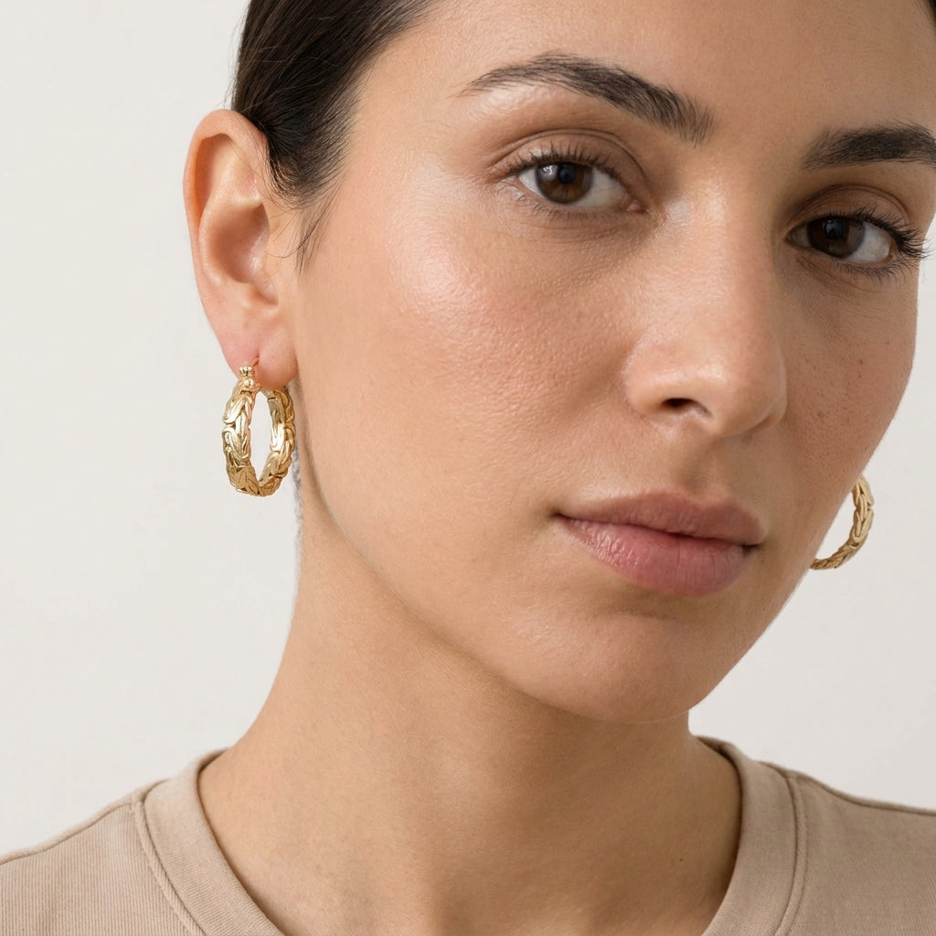 Byzantine Hoop Earrings with Woven Detail