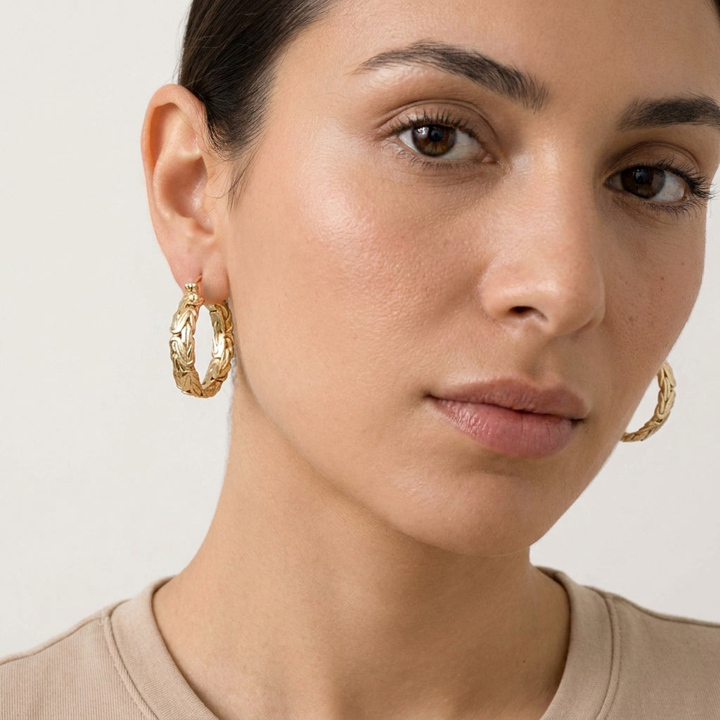 Byzantine Hoop Earrings with Woven Detail