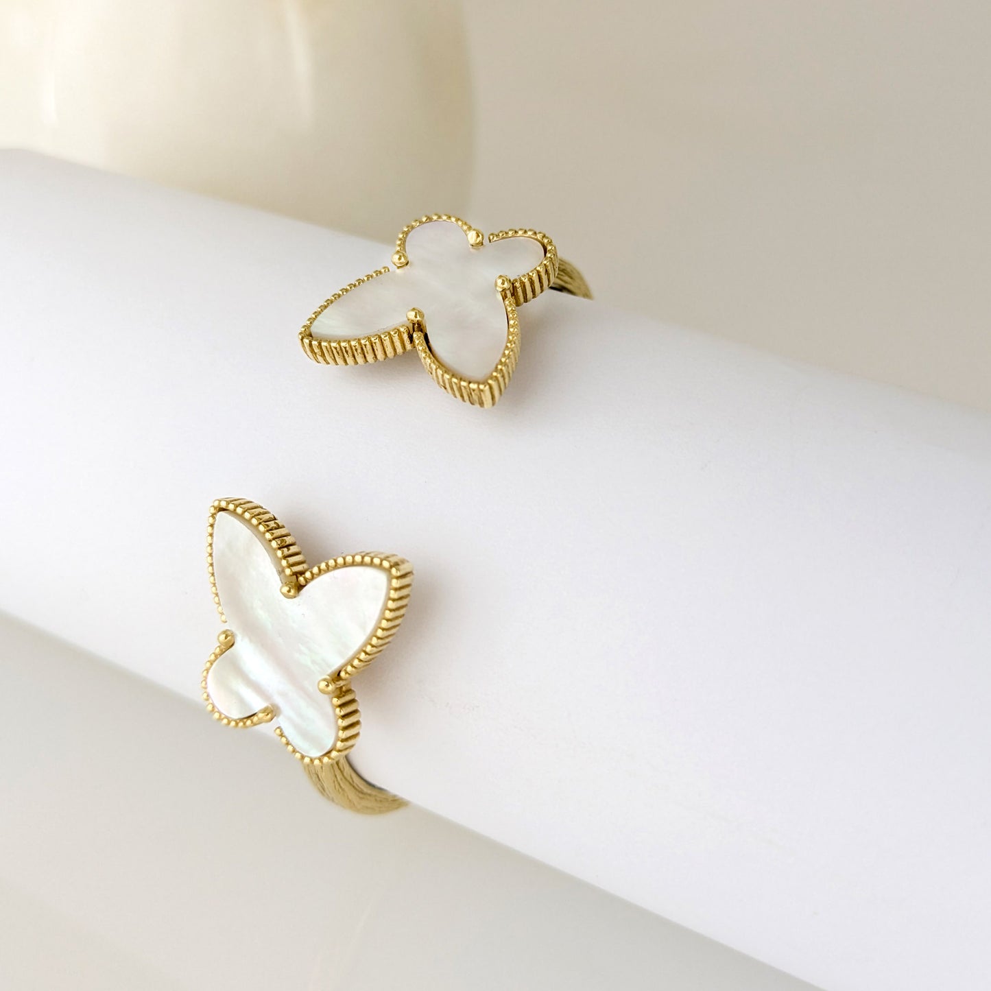 Mother of Pearl Butterfly Open Cuff Bracelet