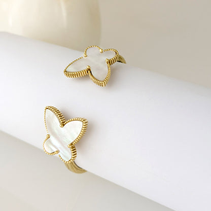Mother of Pearl Butterfly Open Cuff Bracelet