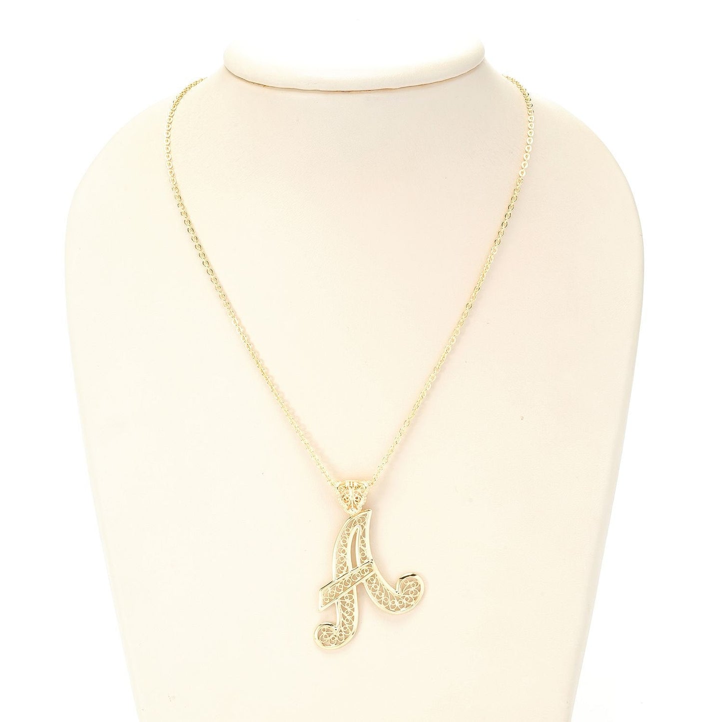 Filigree Bold Initial Pendant with Chain