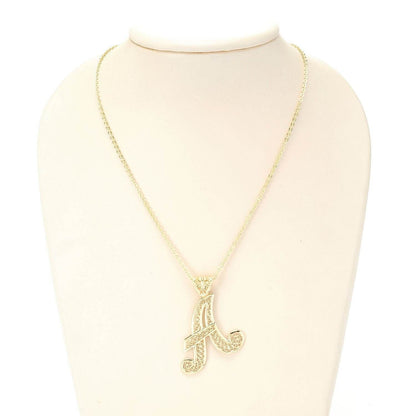 Filigree Bold Initial Pendant with Chain - TurkishBling
