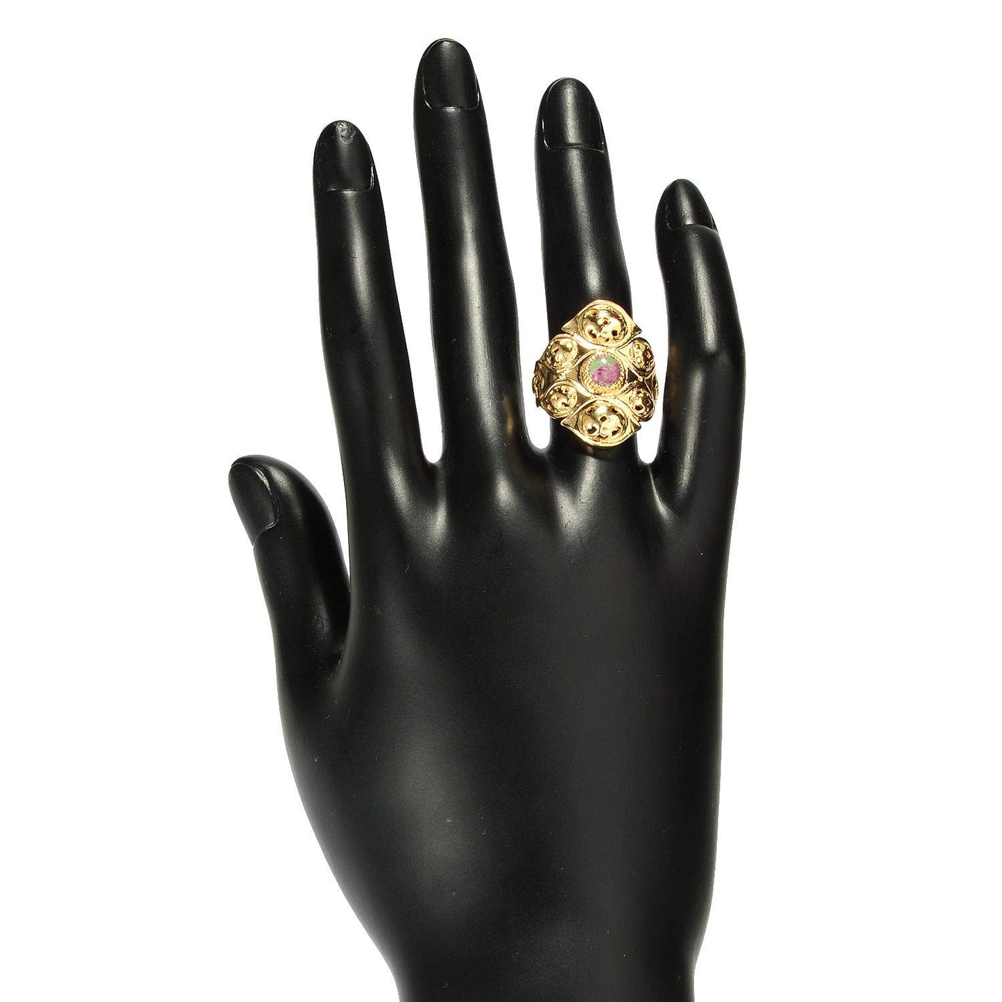 Topkapi Palace-Inspired Ring with Ruby Zoisite / Amethyst - 18K Gold Plated