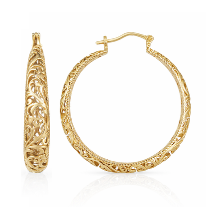 2-Item Bundle: Filigree Hoop Earrings & Gemstone Pendant Necklace Gift Bundle