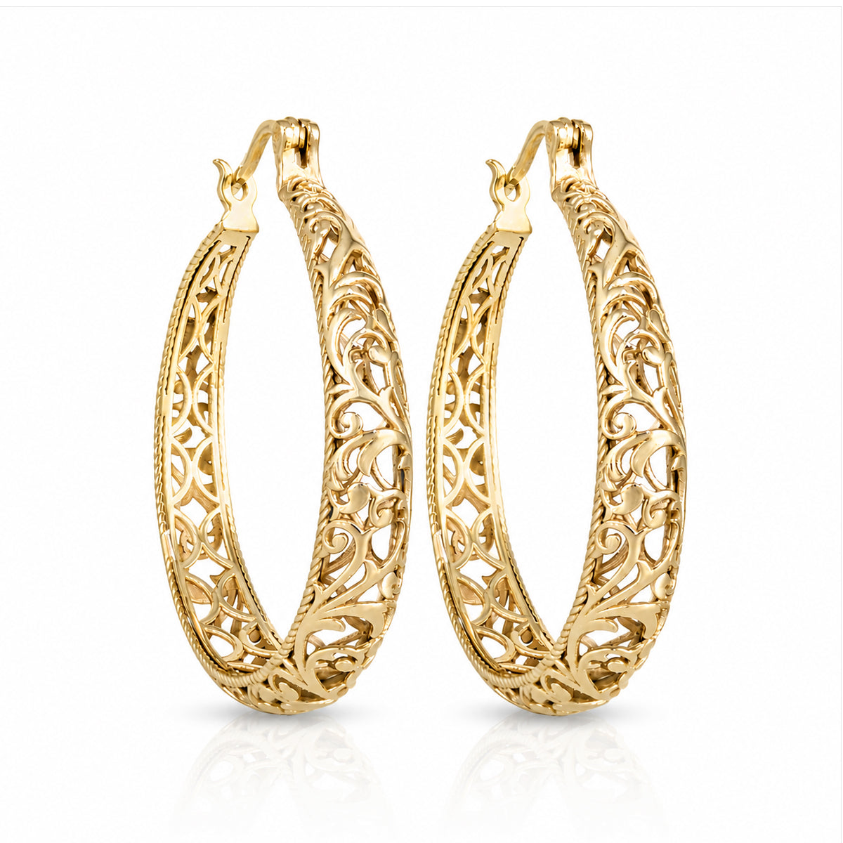 2-Item Bundle: Filigree Hoop Earrings & Gemstone Pendant Necklace Gift Bundle