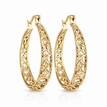 2-Item Bundle: Filigree Hoop Earrings & Gemstone Pendant Necklace Gift Bundle