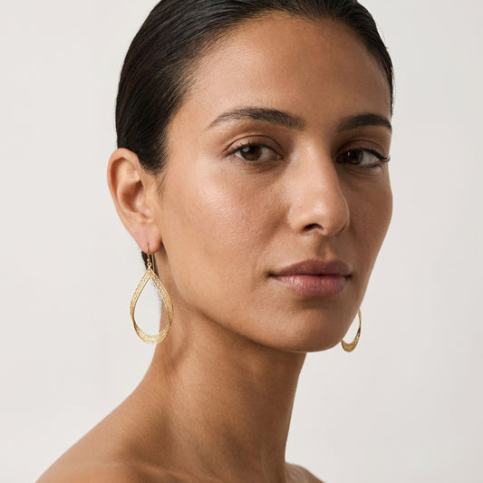 Elegant Gold Teardrop Filigree Earrings – Handcrafted Artisan Statement Dangles