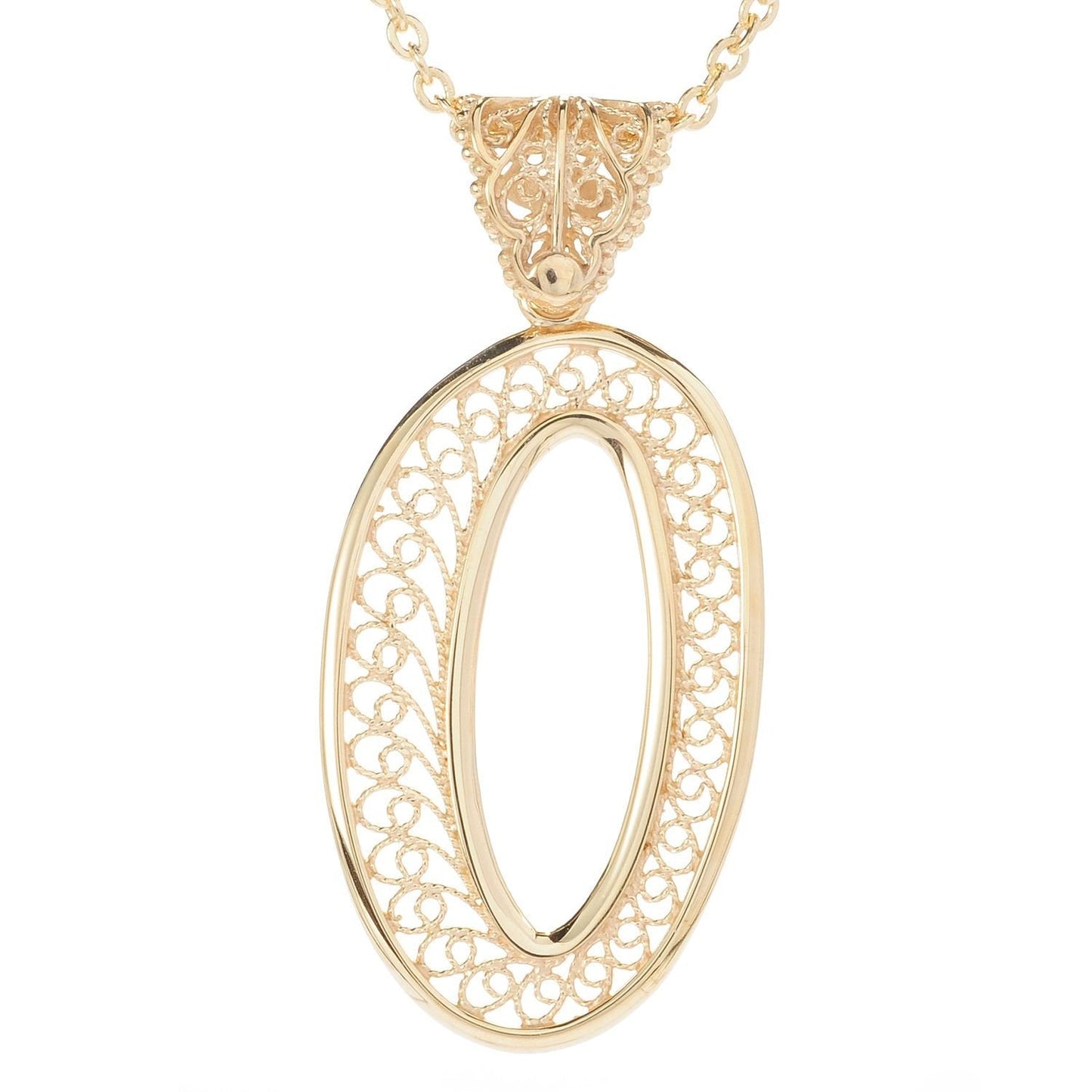 Filigree Bold Initial Pendant with Chain