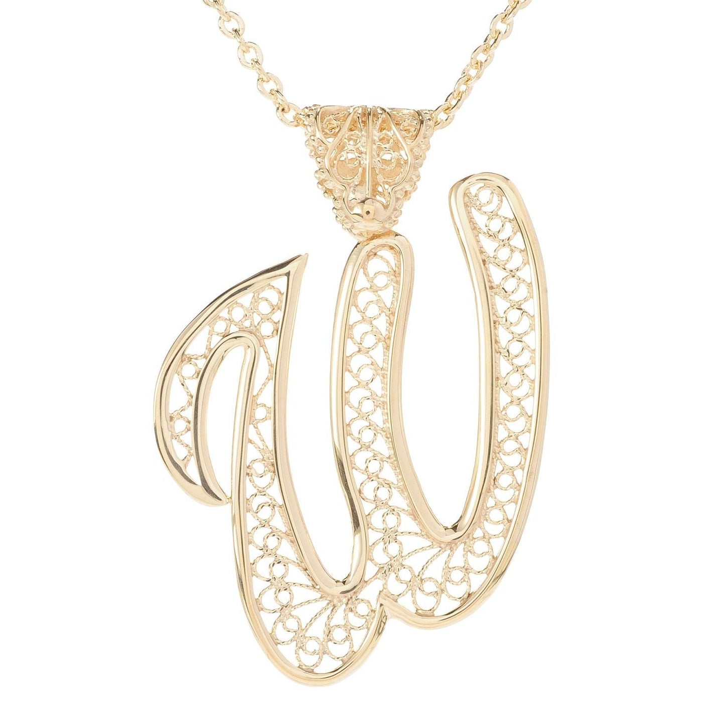 Filigree Bold Initial Pendant with Chain