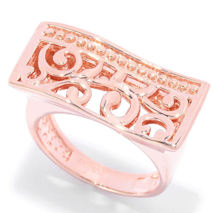 Scrollwork Wave Ring . Yellow Gold or Rose Gold - TurkishBling