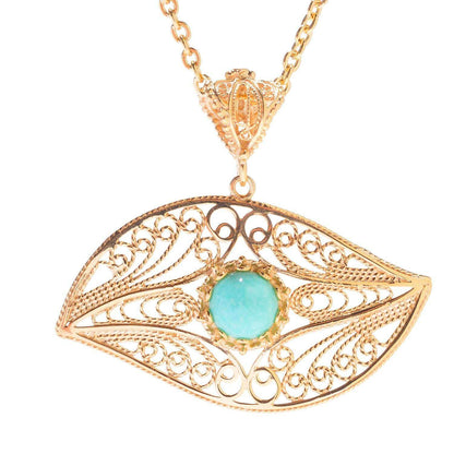 Evil Eye Turquoise Filigree Pendant - TurkishBling