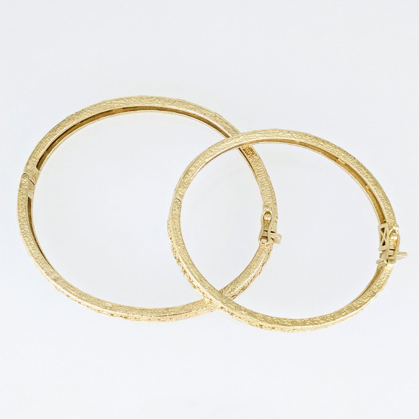 Turkish Filigree Gold Plated Hinged Bangle Bracelet with Openwork Design