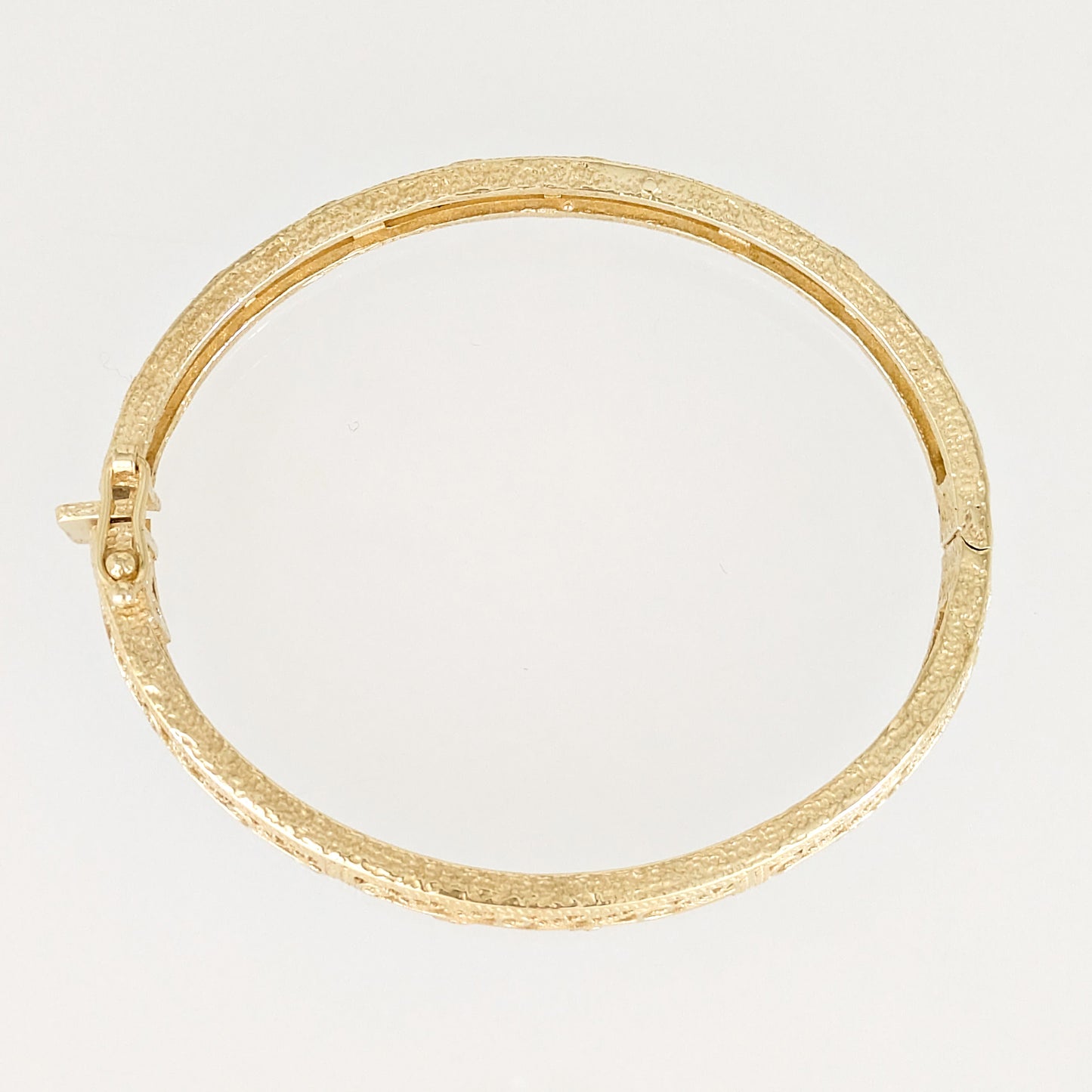 Turkish Filigree Gold Plated Hinged Bangle Bracelet with Openwork Design