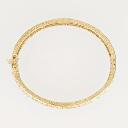 Turkish Filigree Gold Plated Hinged Bangle Bracelet with Openwork Design