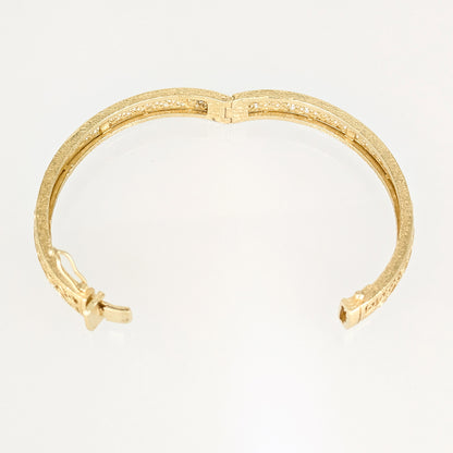 Turkish Filigree Gold Plated Hinged Bangle Bracelet with Openwork Design
