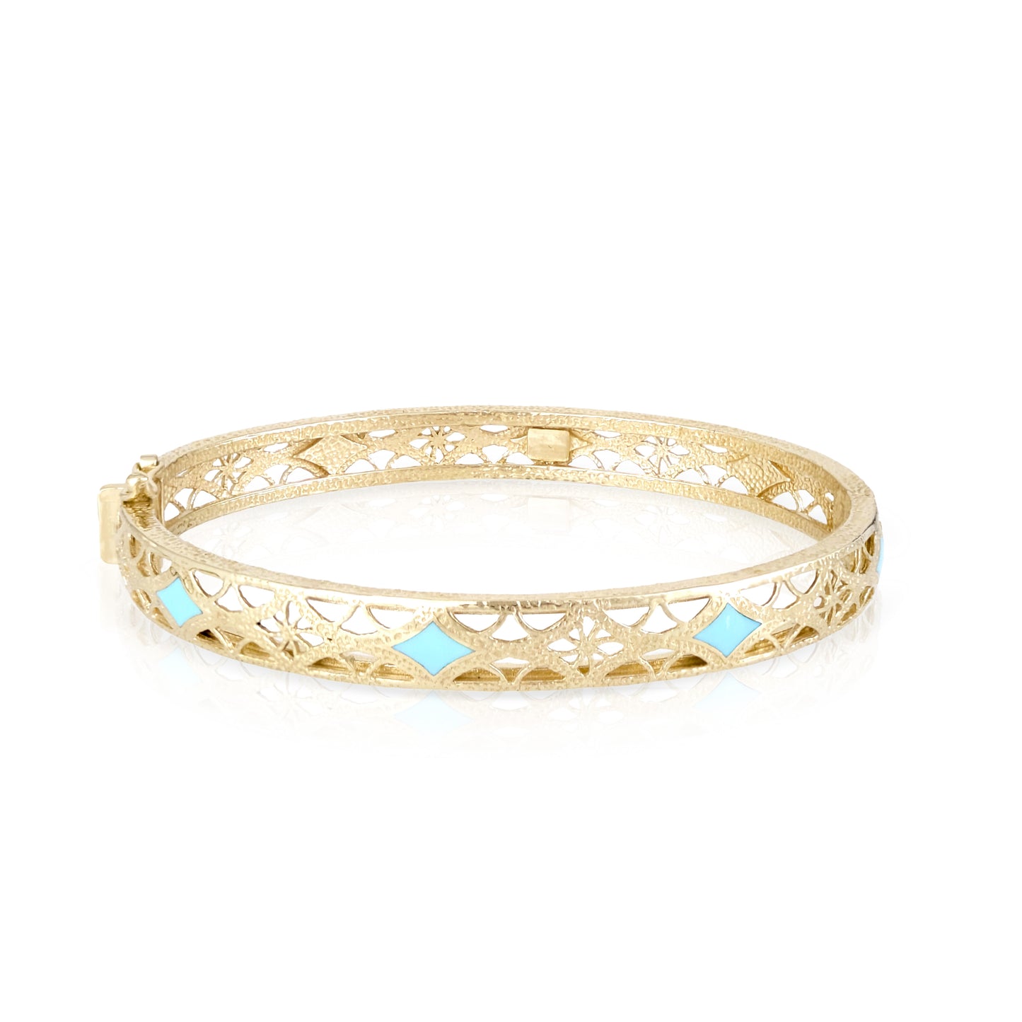 Enamel Filigree Hinged Bangle Bracelet
