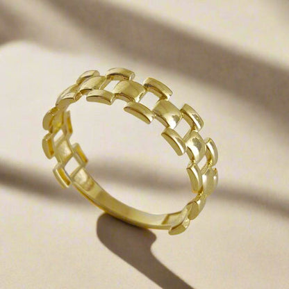 Panther Link Gold Ring - 18k, 14k, 10k - TurkishBling
