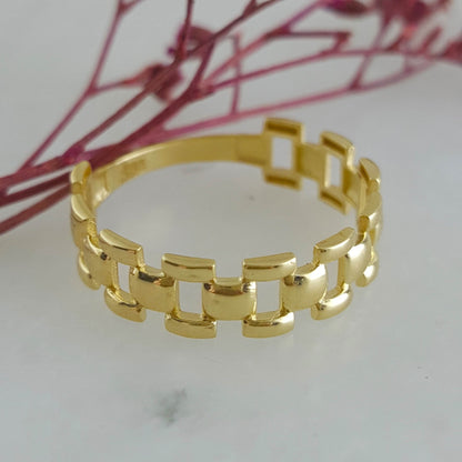 Panther Link Gold Ring - 18k, 14k, 10k - TurkishBling