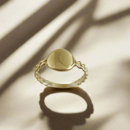 Engravable Cuban Chain Link Shank Gold Ring - 10k, 14k, 18k - TurkishBling