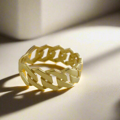 Cuban Chain Link Gold Ring - 18k, 14k, 10k - TurkishBling