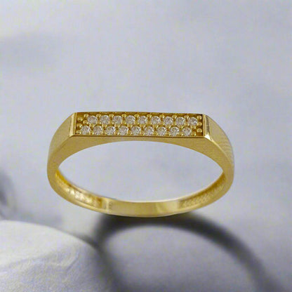 Gold Square Top Ring W Cubic Zircon - TurkishBling
