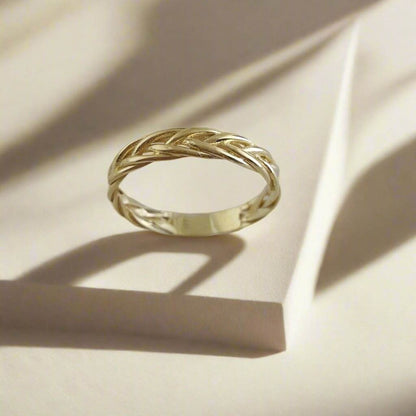 Gold Braided Ring - 10k,14k,18k - TurkishBling