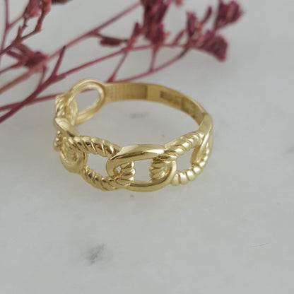 Braided Cable Link Gold Ring - 10k,14k,18k - TurkishBling