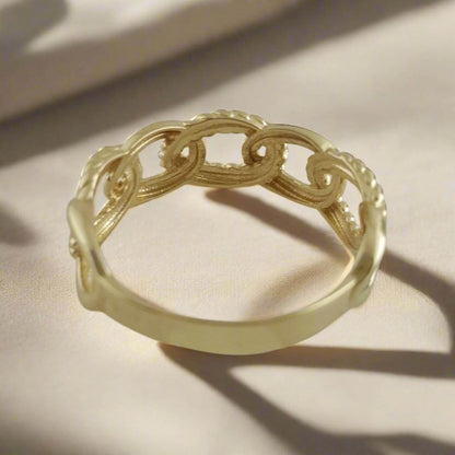 Braided Cable Link Gold Ring - 10k,14k,18k - TurkishBling