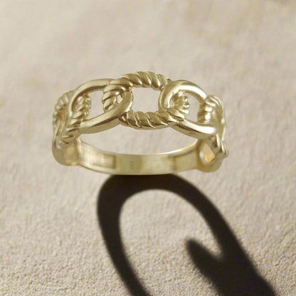 Braided Cable Link Gold Ring - 10k,14k,18k - TurkishBling