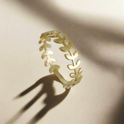 Leaf Gold Ring - 10k,14k,18k - TurkishBling