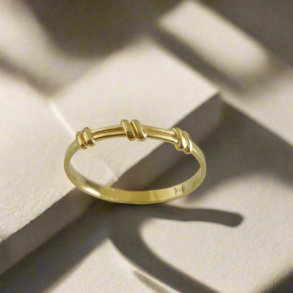 Minimalist Braid Gold Ring - 10k,14k,18k - TurkishBling