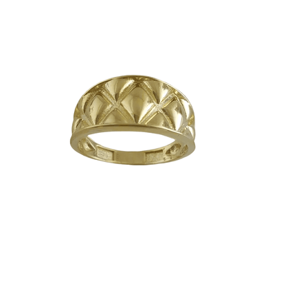 Quilt Pattern Gold Ring - 10k,14k,18k - TurkishBling