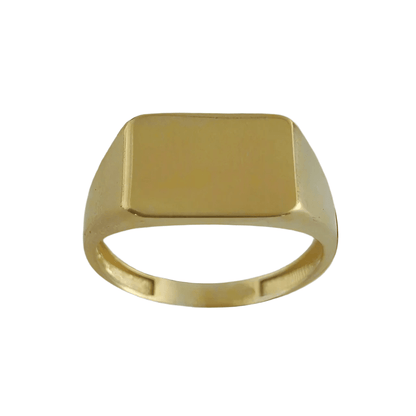 Solid Gold Engravable Cushion Signet Ring - 18k, 14k, 10k - TurkishBling
