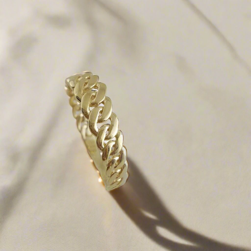 Gold Cuban Chain Link Ring - 18k, 14k,10k