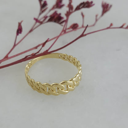 Gold Cuban Chain Link Ring - 18k, 14k,10k - TurkishBling