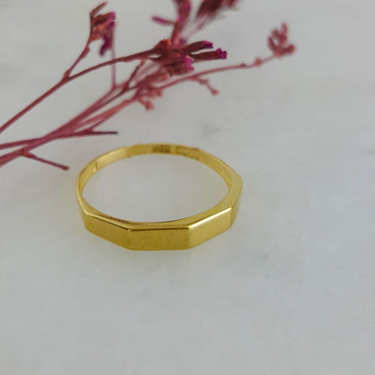 Facetted Narrow Bolt Gold Ring - 10k-14k-18k - TurkishBling