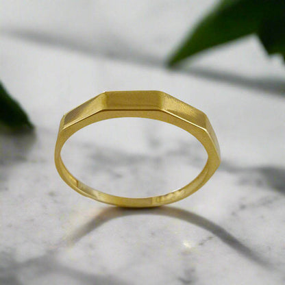 Facetted Narrow Bolt Gold Ring - 10k-14k-18k - TurkishBling