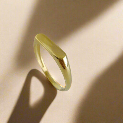 Engravable Minimalist Gold Ring - 10k,14k,18k - TurkishBling