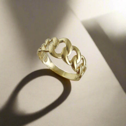Cuban Chain Link Gold Ring - 10k,14k,18k - TurkishBling