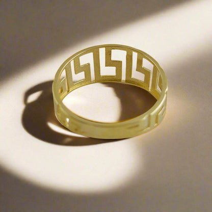 Greek Pattern Gold Ring - 10k,14k,18k - TurkishBling